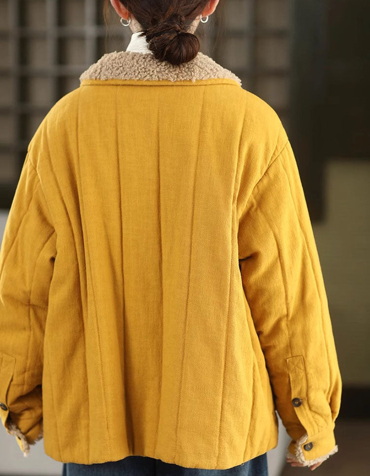 Women's Winter Casual Sherpa Collar Quilted Coat