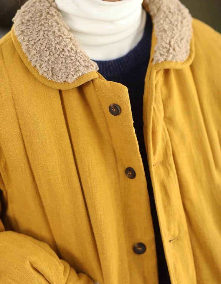 Women's Winter Casual Sherpa Collar Quilted Coat