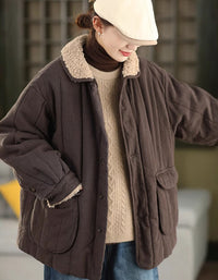Women's Winter Casual Sherpa Collar Quilted Coat