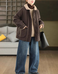 Women's Winter Casual Sherpa Collar Quilted Coat