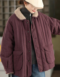 Women's Winter Casual Sherpa Collar Quilted Coat