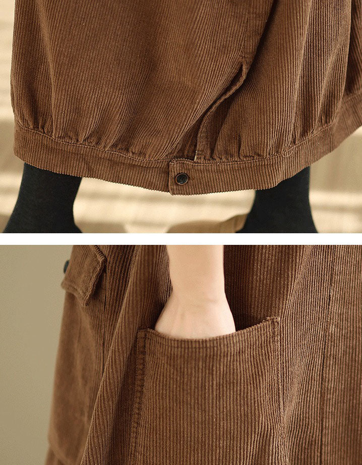 Women’s Winter Casual V-Neck Tunic Corduroy Dress