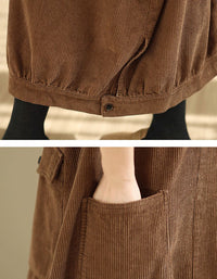 Women’s Winter Casual V-Neck Tunic Corduroy Dress