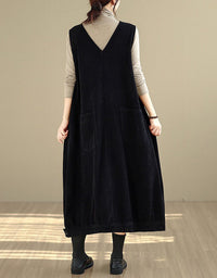 Women’s Winter Casual V-Neck Tunic Corduroy Dress