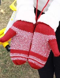 Women's Winter Christmas Reindeer Pattern Furry Knit Mittens