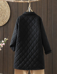 Women's Winter Comfortable Classic Black Quilted Long Coat