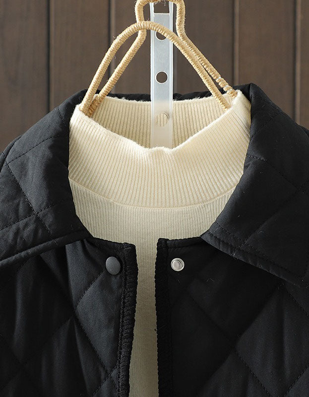 Women's Winter Comfortable Classic Black Quilted Long Coat