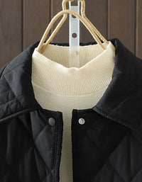 Women's Winter Comfortable Classic Black Quilted Long Coat