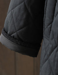 Women's Winter Comfortable Classic Black Quilted Long Coat