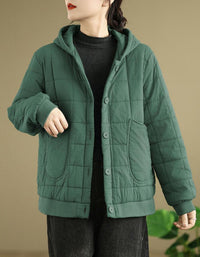 Women’s Winter Comfortable Loose Quilted Hooded Coat