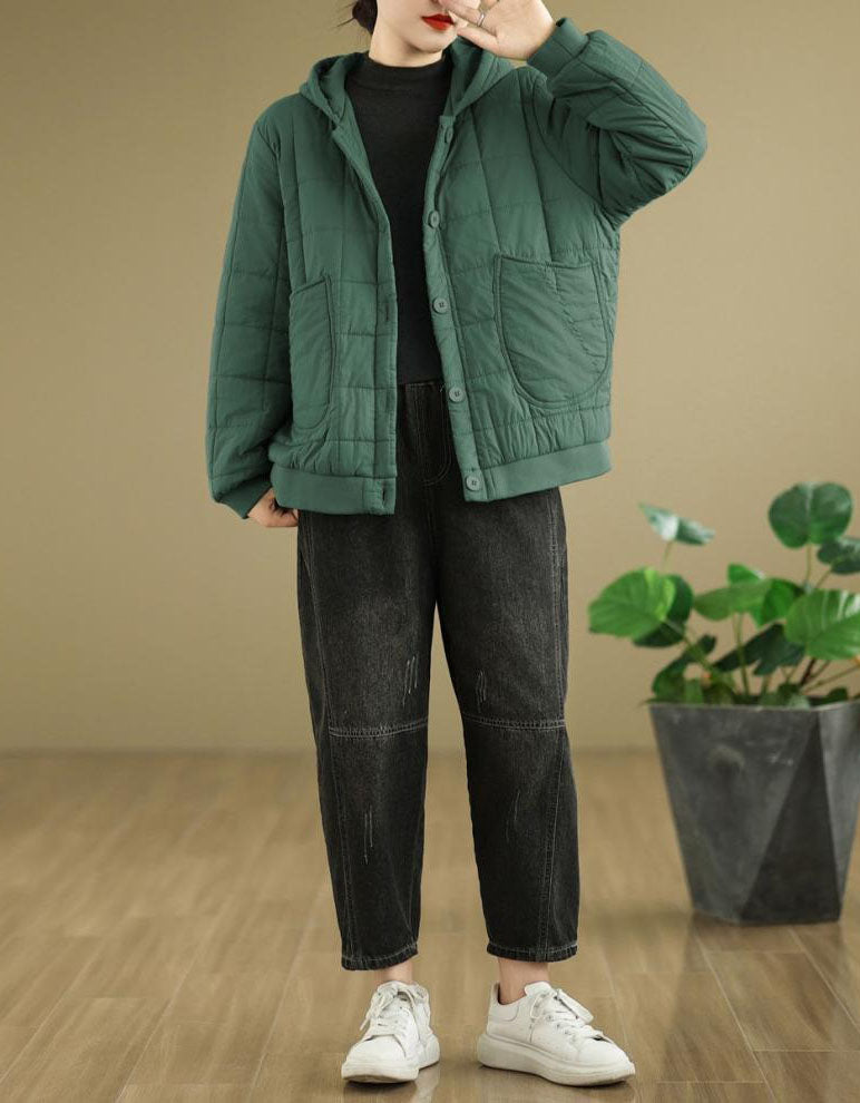 Women’s Winter Comfortable Loose Quilted Hooded Coat