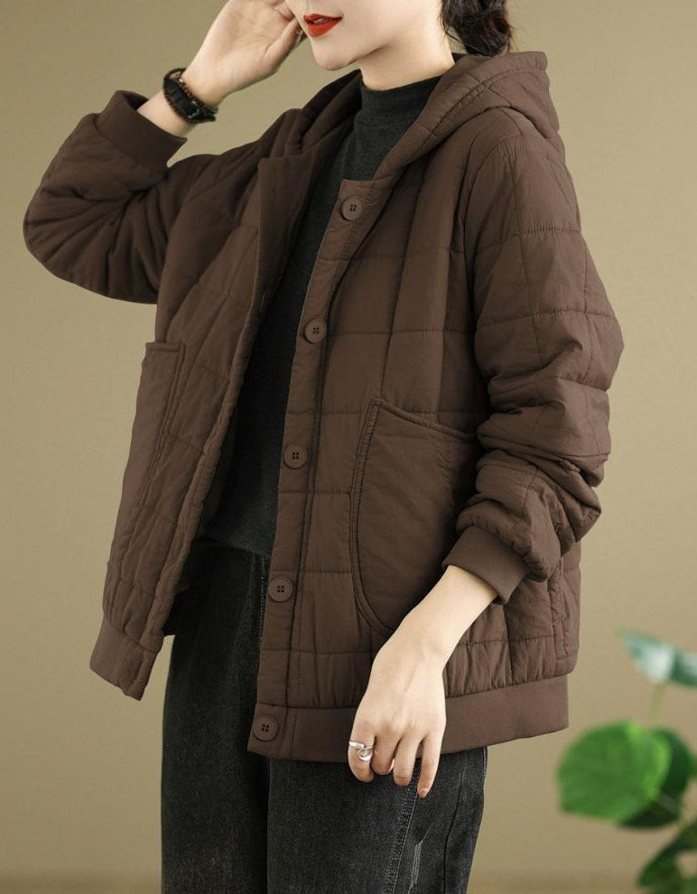 Women’s Winter Comfortable Loose Quilted Hooded Coat