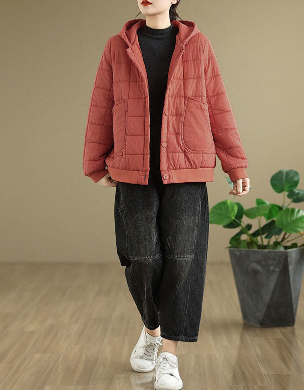 Women’s Winter Comfortable Loose Quilted Hooded Coat