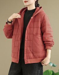 Women’s Winter Comfortable Loose Quilted Hooded Coat