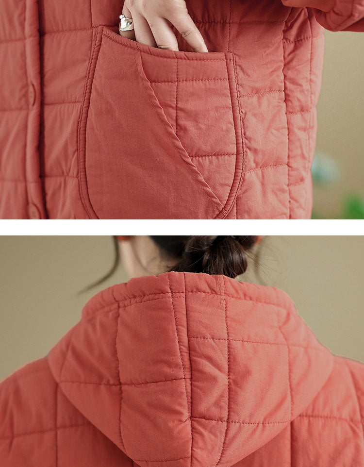 Women’s Winter Comfortable Loose Quilted Hooded Coat
