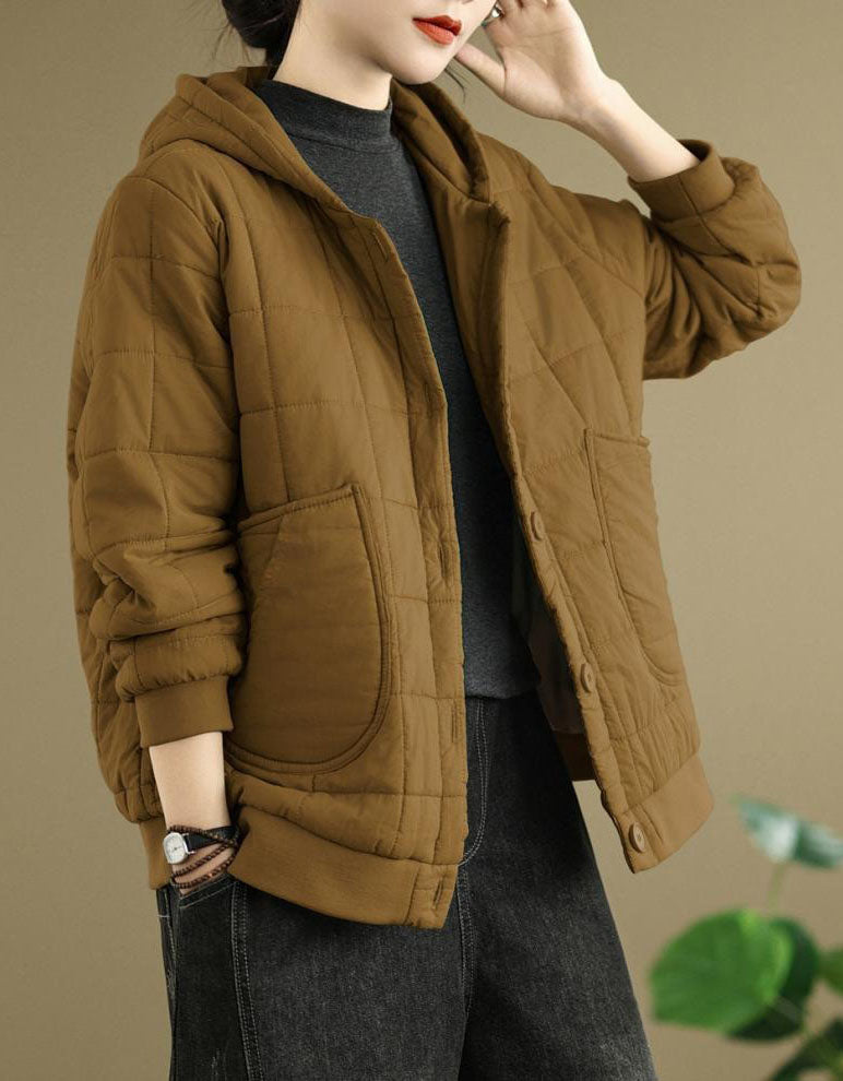 Women’s Winter Comfortable Loose Quilted Hooded Coat
