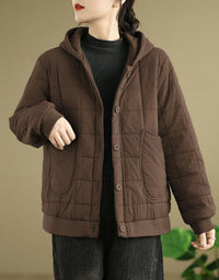Women’s Winter Comfortable Loose Quilted Hooded Coat