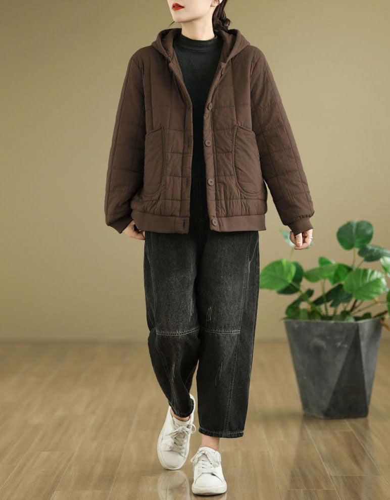Women’s Winter Comfortable Loose Quilted Hooded Coat