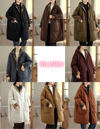 Women's Winter Comfortable Plaid Lining Padded Hooded Coat