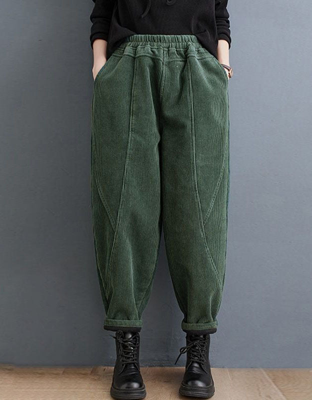 Women’s Winter Fleece Lined Loose Corduroy Pants
