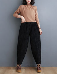 Women’s Winter Fleece Lined Loose Corduroy Pants