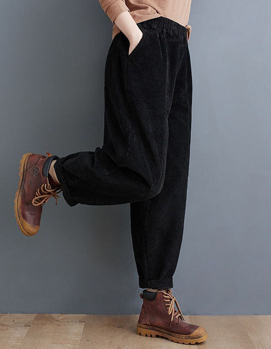 Women’s Winter Fleece Lined Loose Corduroy Pants