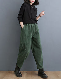 Women’s Winter Fleece Lined Loose Corduroy Pants