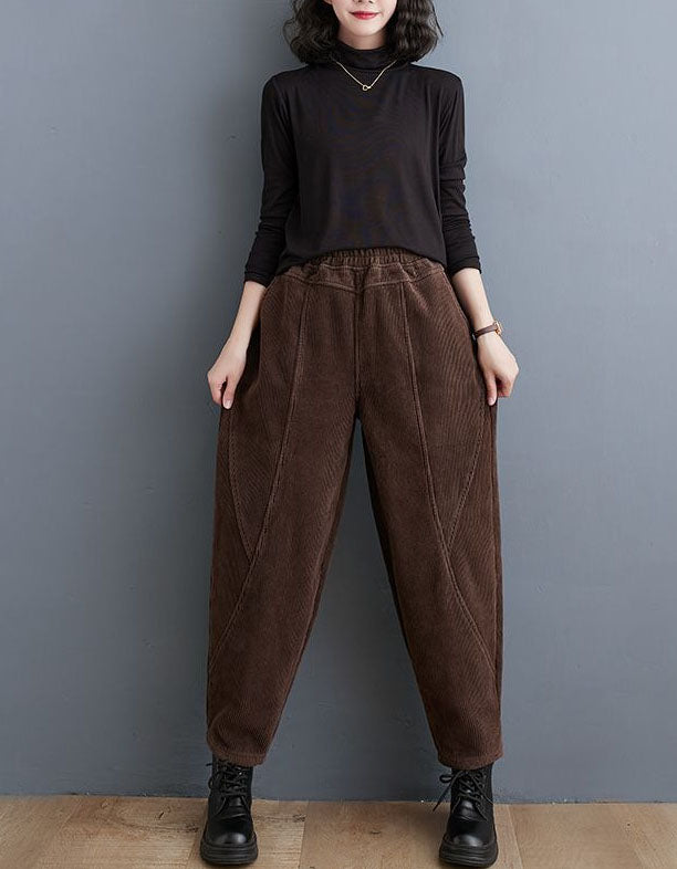 Women’s Winter Fleece Lined Loose Corduroy Pants