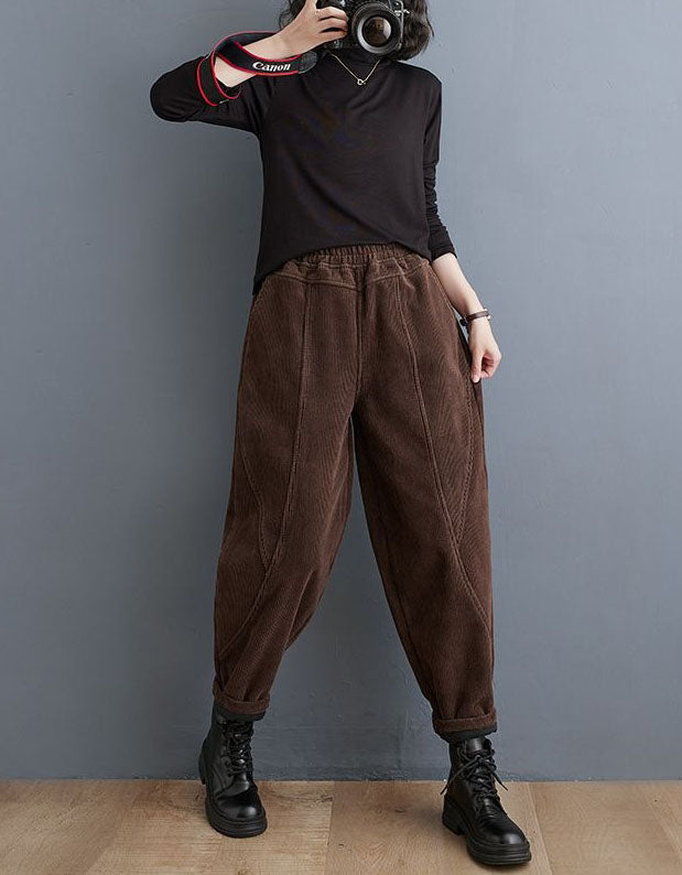 Women’s Winter Fleece Lined Loose Corduroy Pants