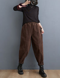 Women’s Winter Fleece Lined Loose Corduroy Pants