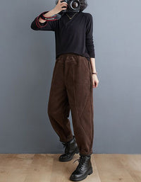 Women’s Winter Fleece Lined Loose Corduroy Pants
