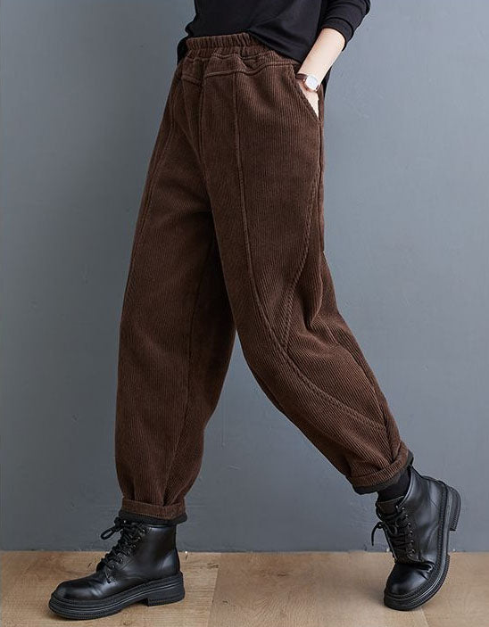 Women’s Winter Fleece Lined Loose Corduroy Pants