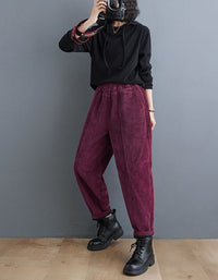 Women’s Winter Fleece Lined Loose Corduroy Pants