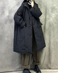 Women's Winter Large Pockets Puffer Hooded Long Coat