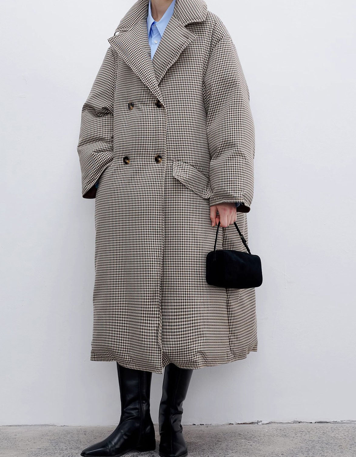 Women’s Winter Loose Classic Houndstooth Long Coat