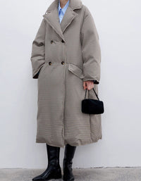 Women’s Winter Loose Classic Houndstooth Long Coat