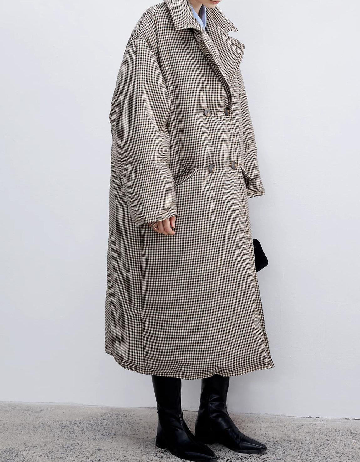 Women’s Winter Loose Classic Houndstooth Long Coat