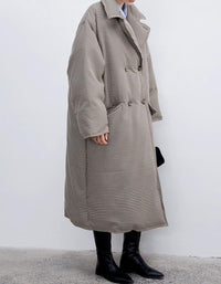 Women’s Winter Loose Classic Houndstooth Long Coat