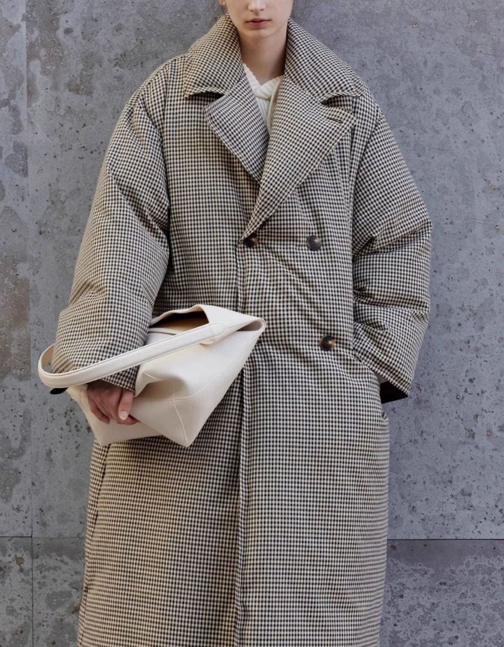 Women’s Winter Loose Classic Houndstooth Long Coat