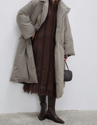 Women’s Winter Loose Classic Houndstooth Long Coat