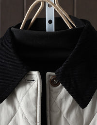 Women's Winter Loose Contrast Collar Quilted Long Coat