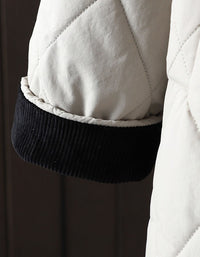 Women's Winter Loose Contrast Collar Quilted Long Coat