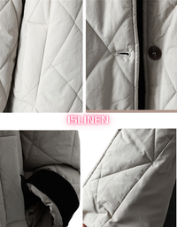 Women's Winter Loose Contrast Collar Quilted Long Coat