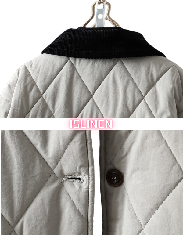 Women's Winter Loose Contrast Collar Quilted Long Coat