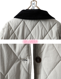 Women's Winter Loose Contrast Collar Quilted Long Coat