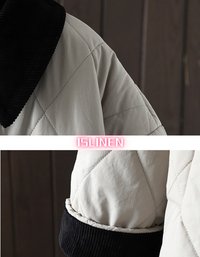 Women's Winter Loose Contrast Collar Quilted Long Coat