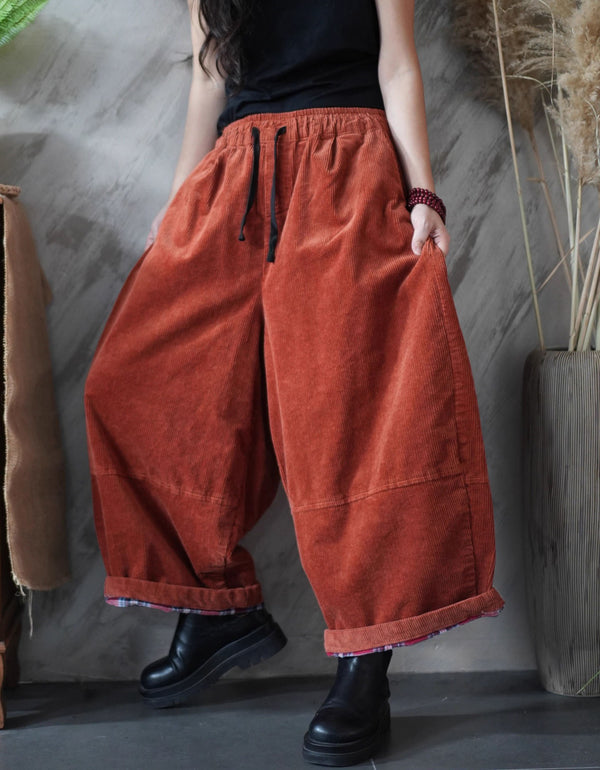 Women’s Winter Loose Fit Wide Leg Corduroy Pants