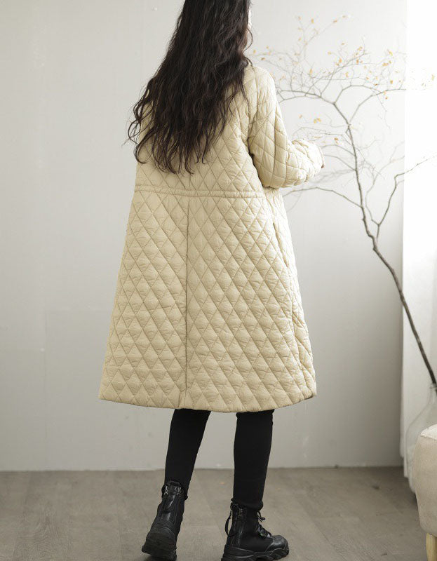 Women's Winter Loose Pure Color Quilted Puffer Long Coat