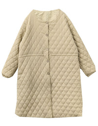 Women's Winter Loose Pure Color Quilted Puffer Long Coat