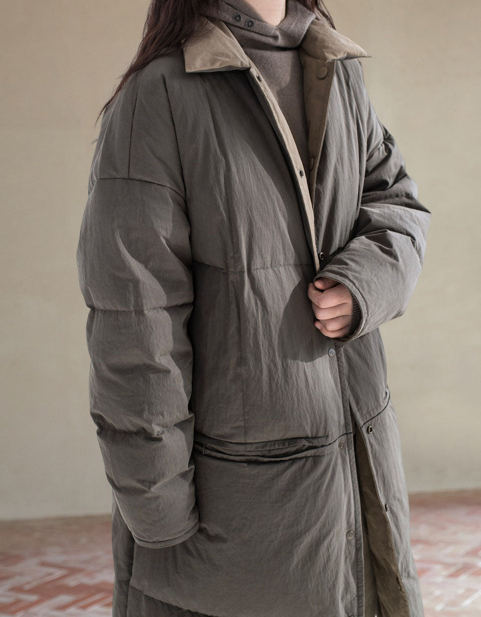 Women's Winter Loose Reversible Long Puffer Coat Down jacket